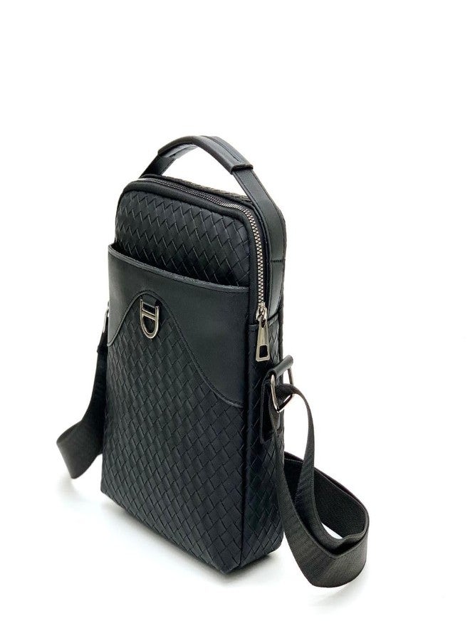 abrazo Sling Cross Body Messenger Bag For Men | Multi Pocket Shoulder Bag, Faux Leather, Black - Image 5